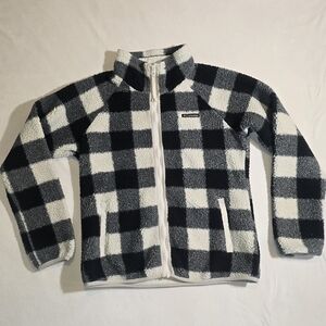 Columbia Women's West Bend Plaid Teddy Jacket in Black and White Check